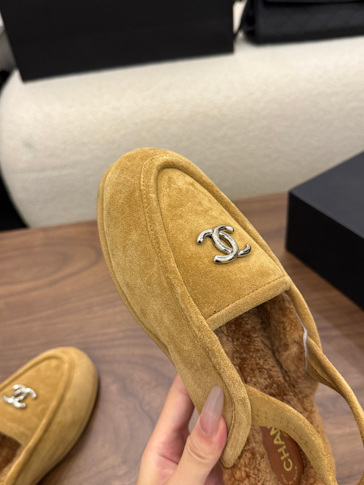Suede Calfskin Slingback Loafers