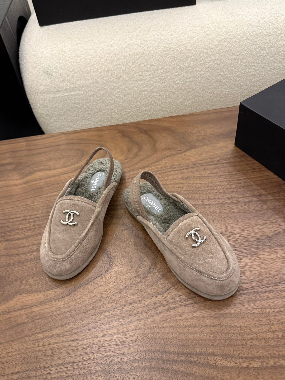 Suede Calfskin Slingback Loafers