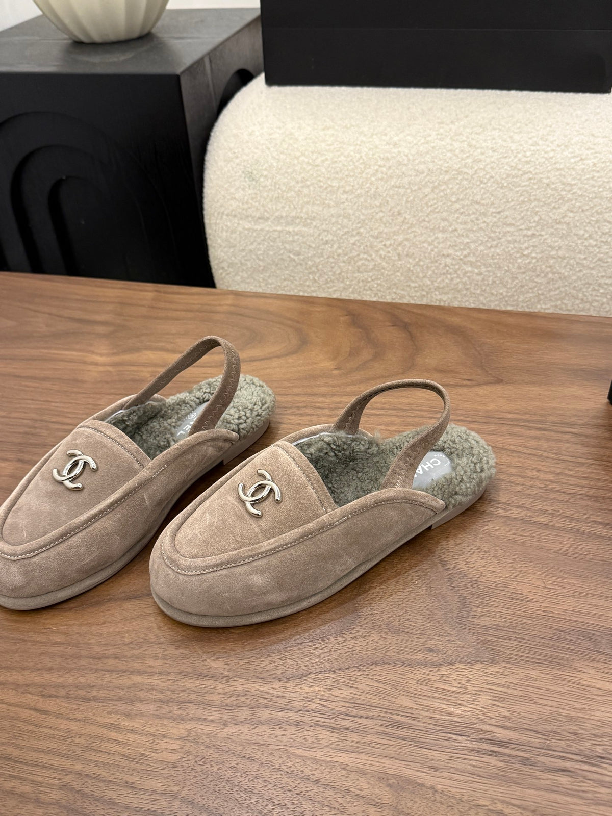 Suede Calfskin Slingback Loafers