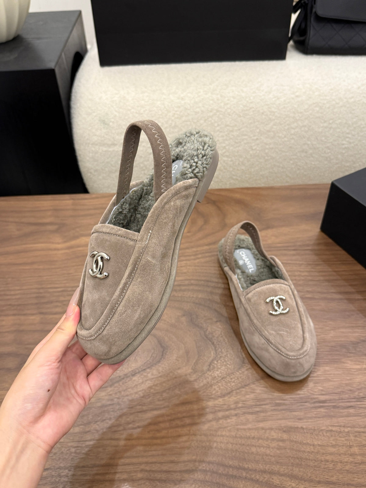 Suede Calfskin Slingback Loafers