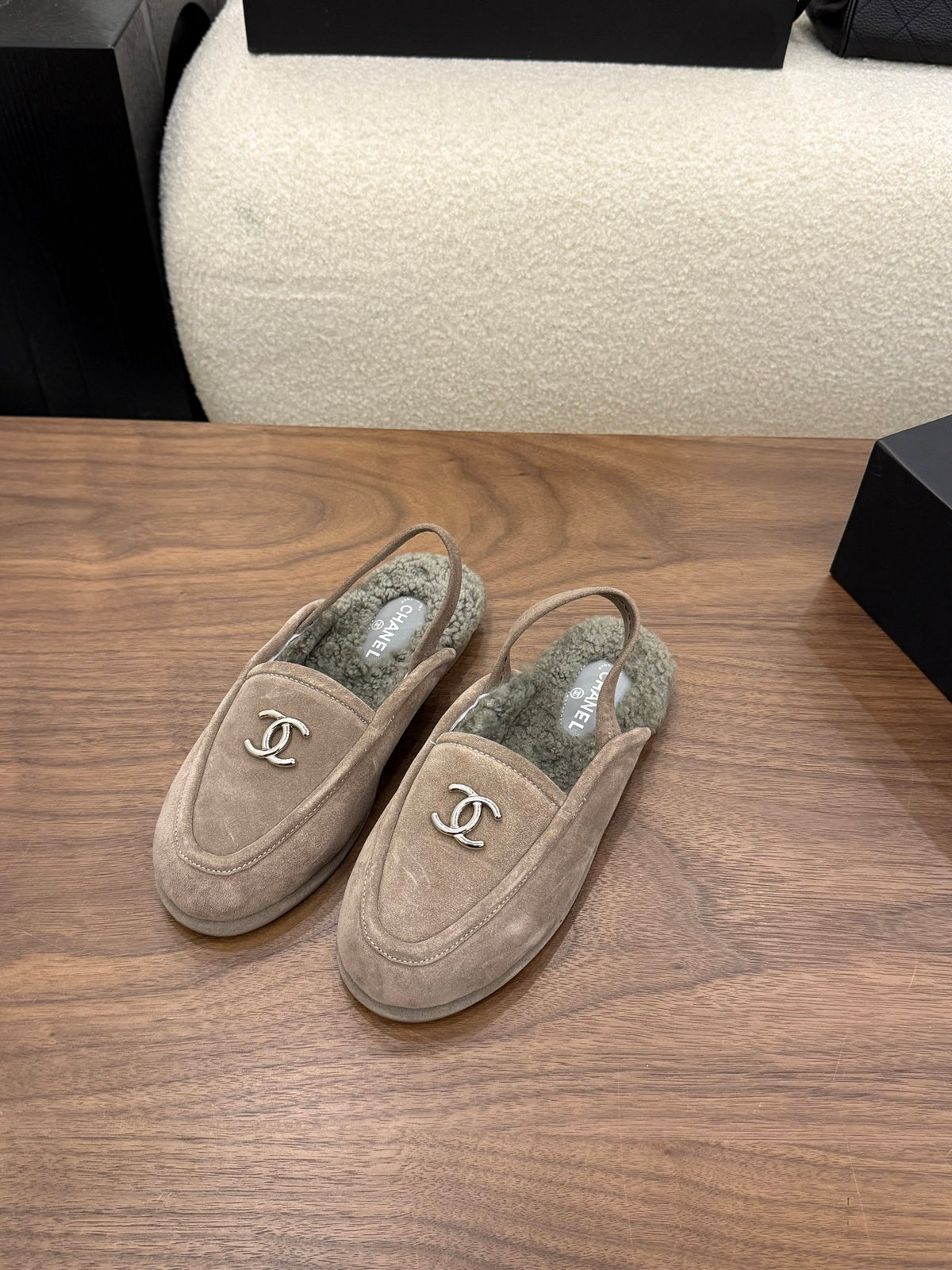 Suede Calfskin Slingback Loafers