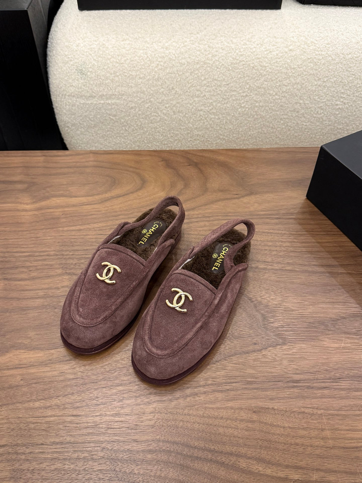 Suede Calfskin Slingback Loafers
