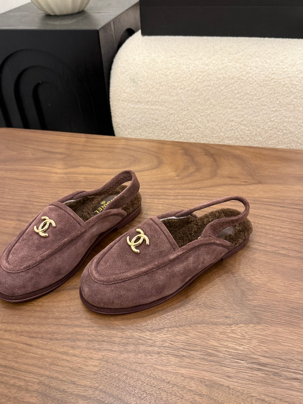 Suede Calfskin Slingback Loafers