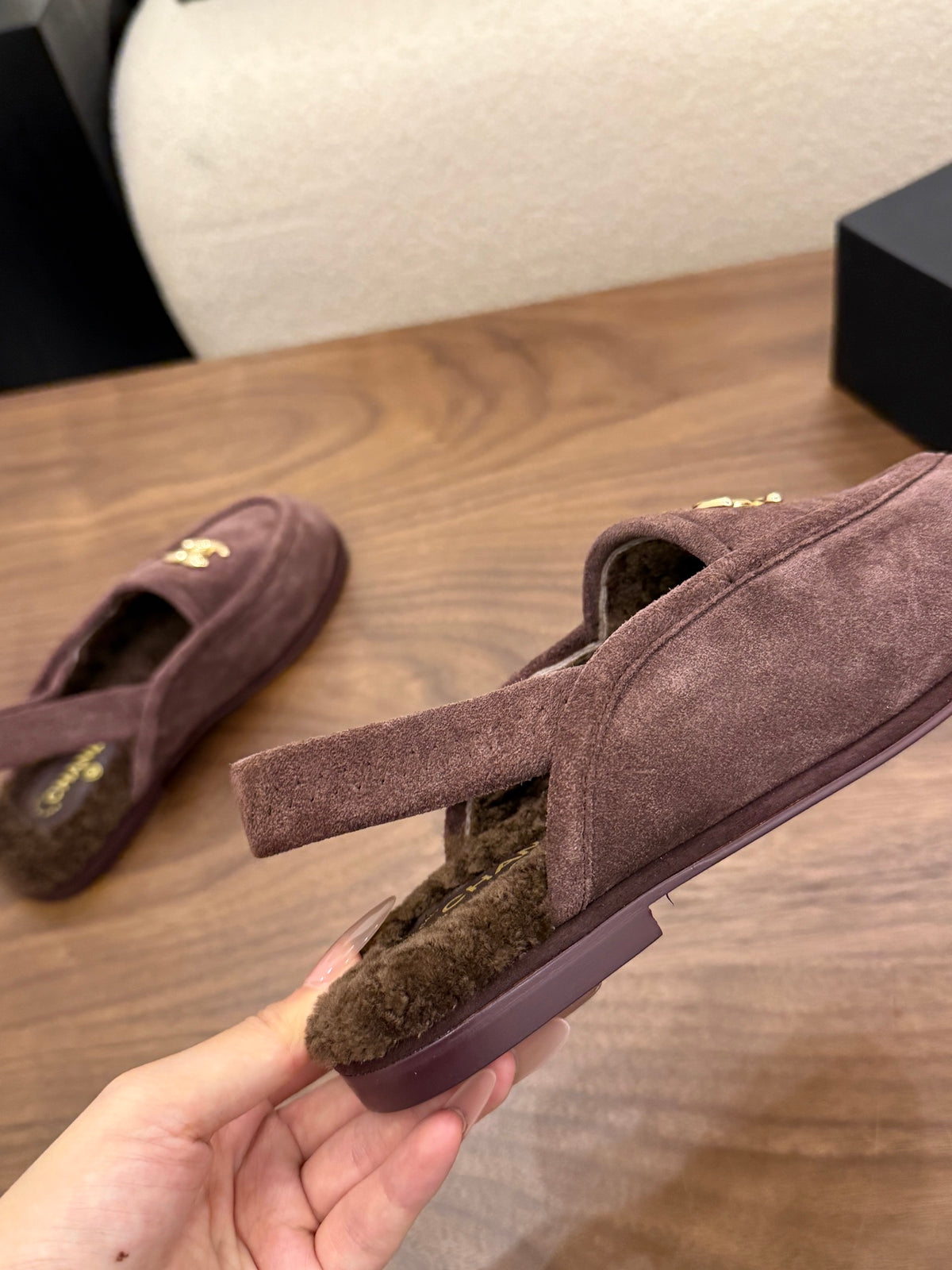 Suede Calfskin Slingback Loafers
