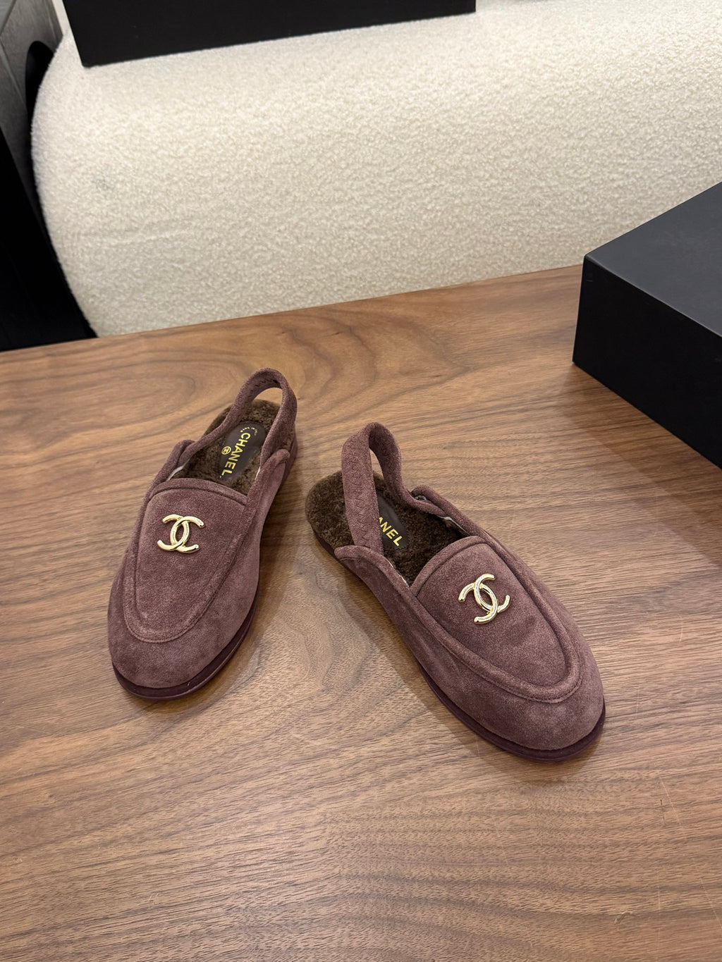 Suede Calfskin Slingback Loafers