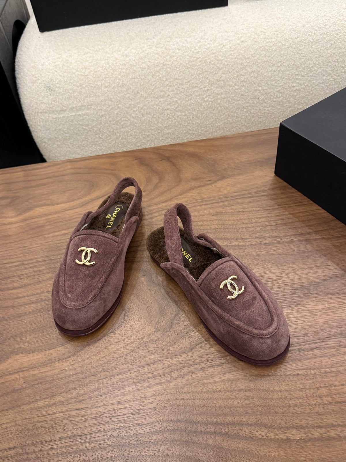 Suede Calfskin Slingback Loafers