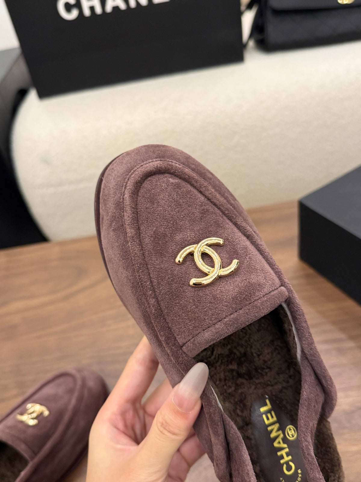 Suede Calfskin Slingback Loafers