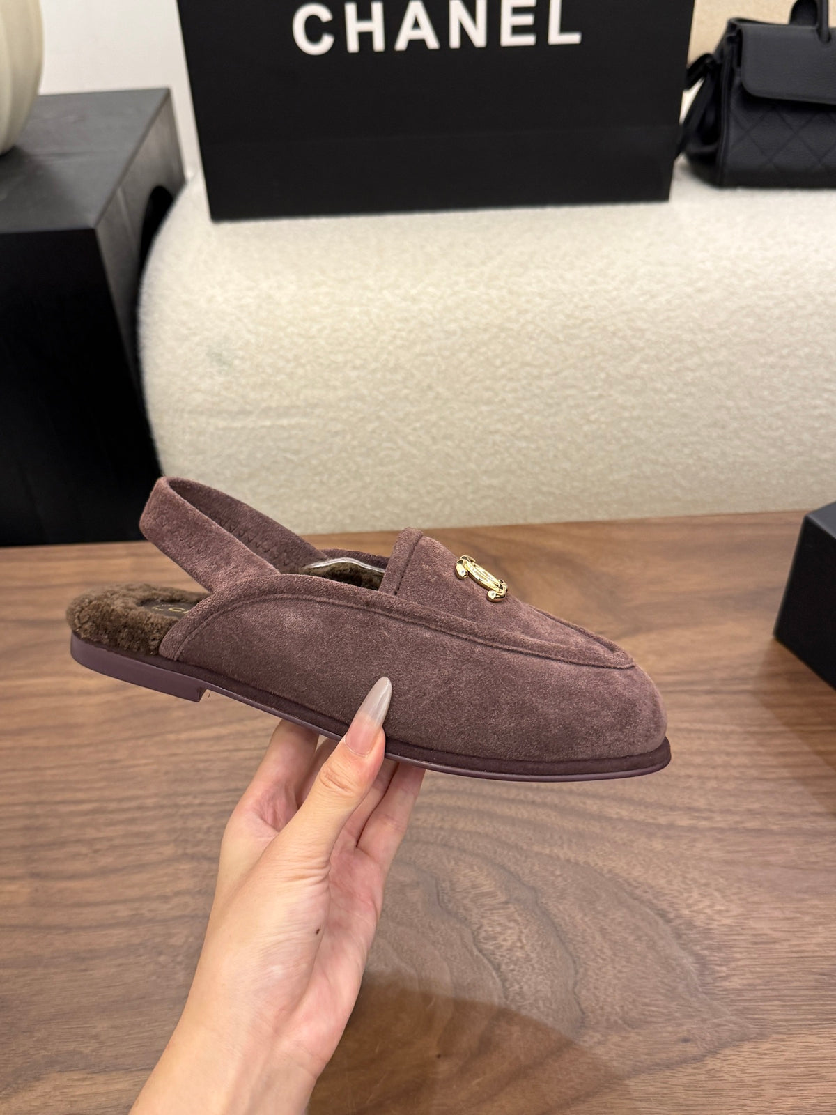 Suede Calfskin Slingback Loafers