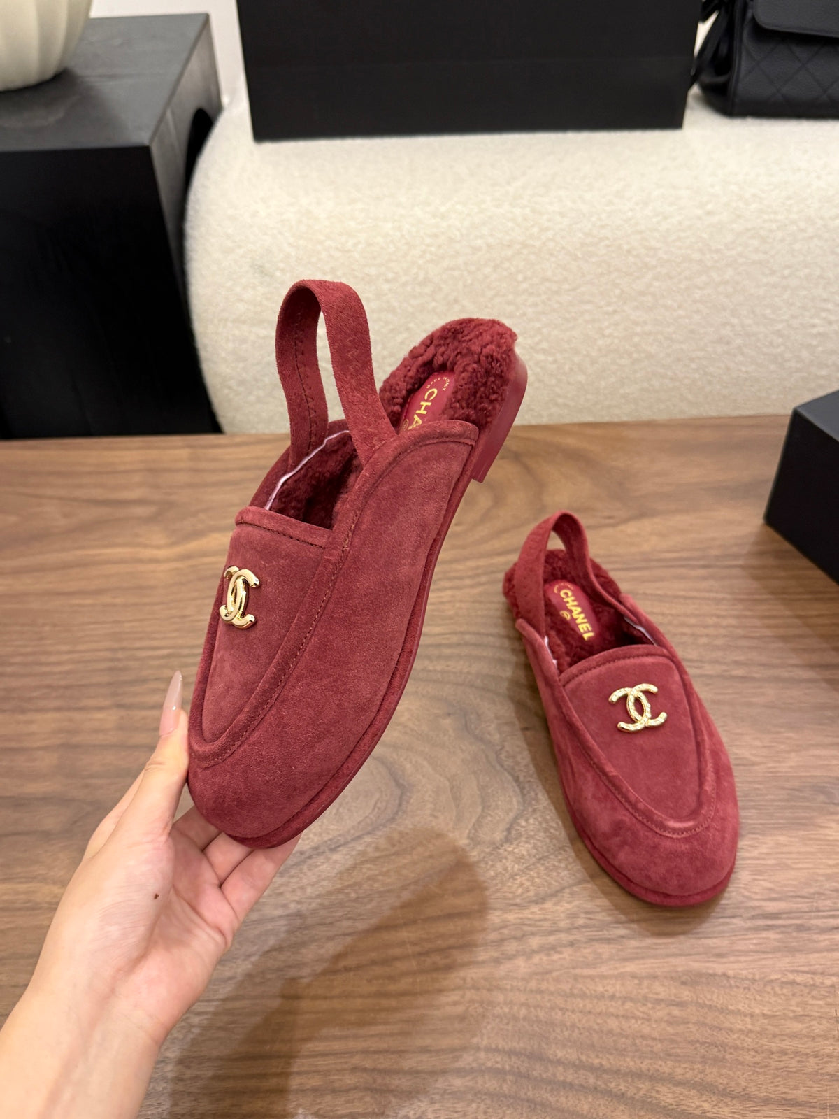 Suede Calfskin Slingback Loafers