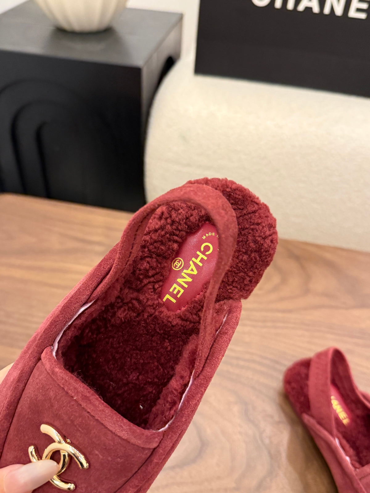 Suede Calfskin Slingback Loafers