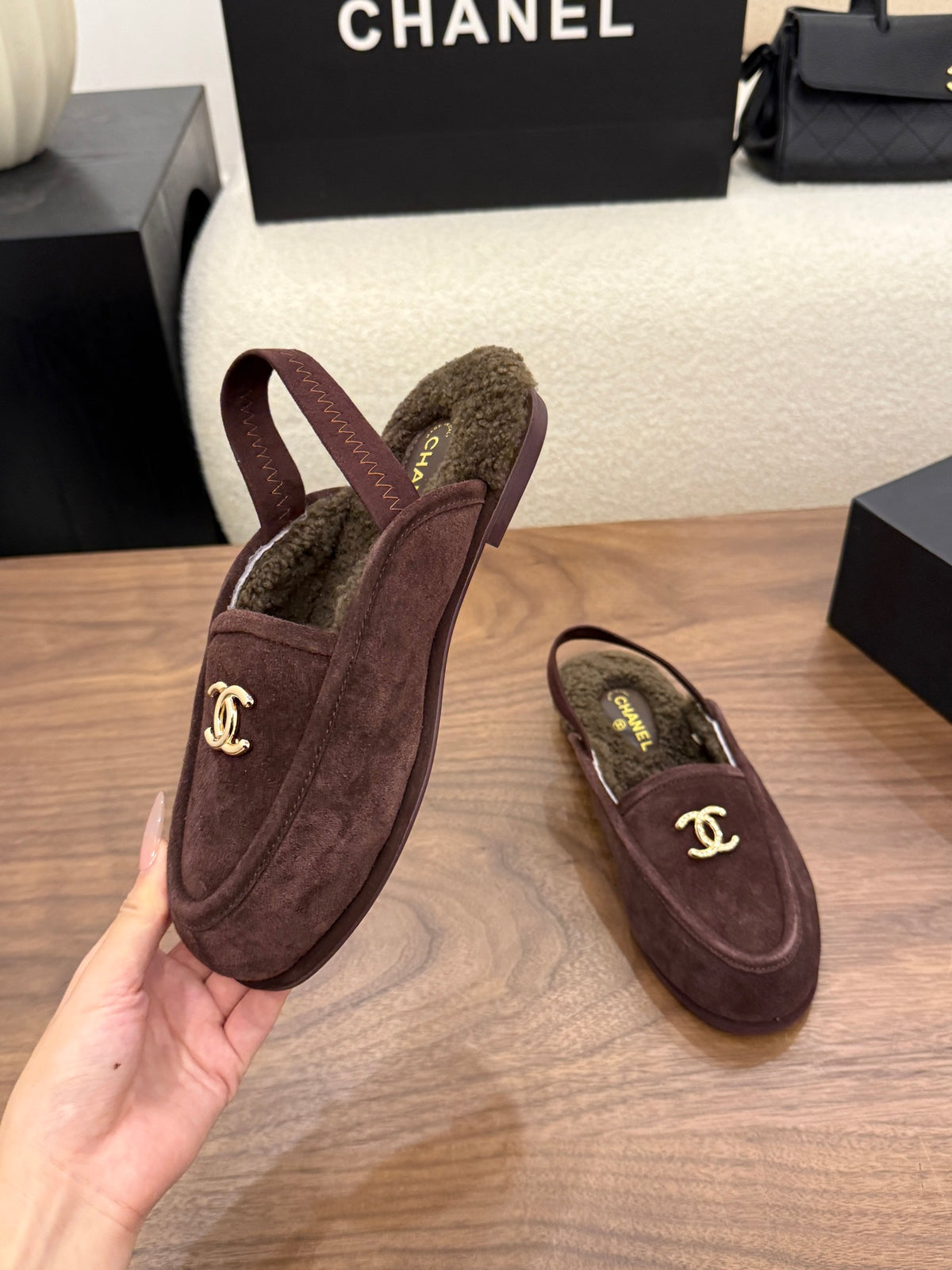 Suede Calfskin Slingback Loafers