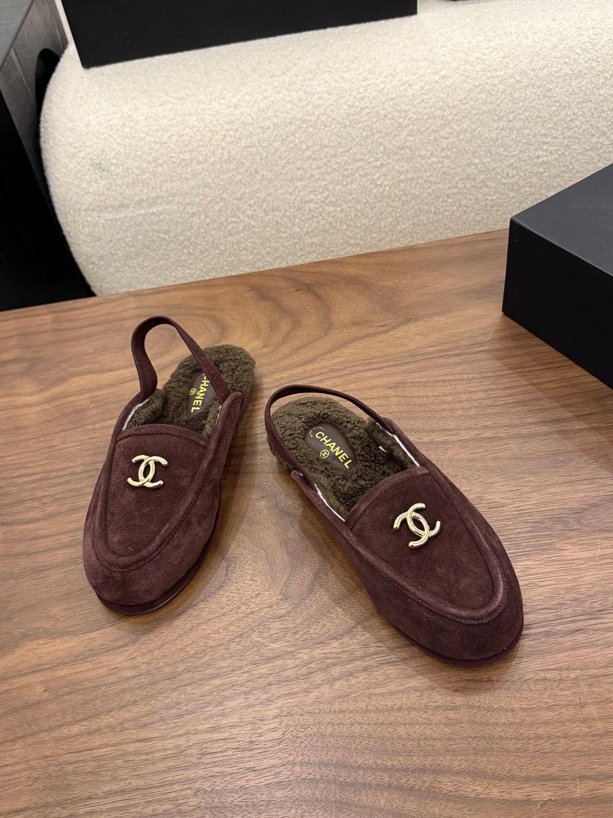 Suede Calfskin Slingback Loafers