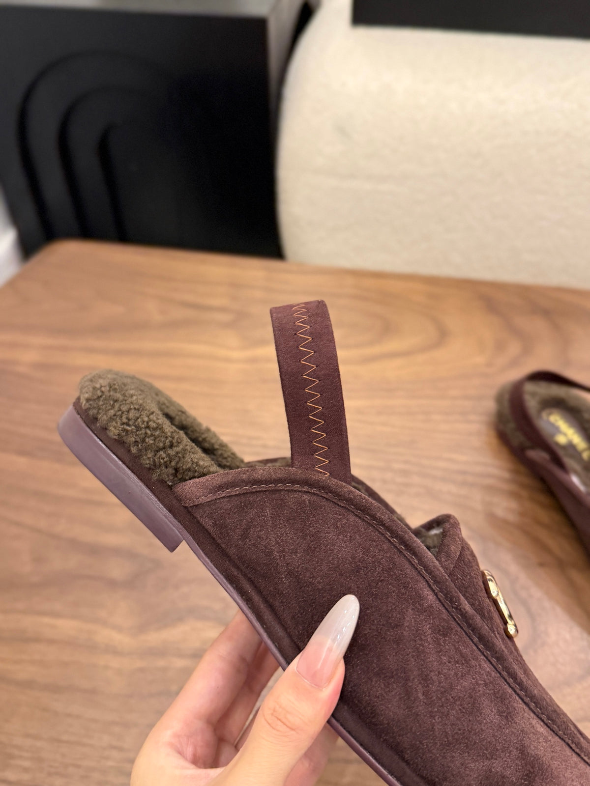 Suede Calfskin Slingback Loafers
