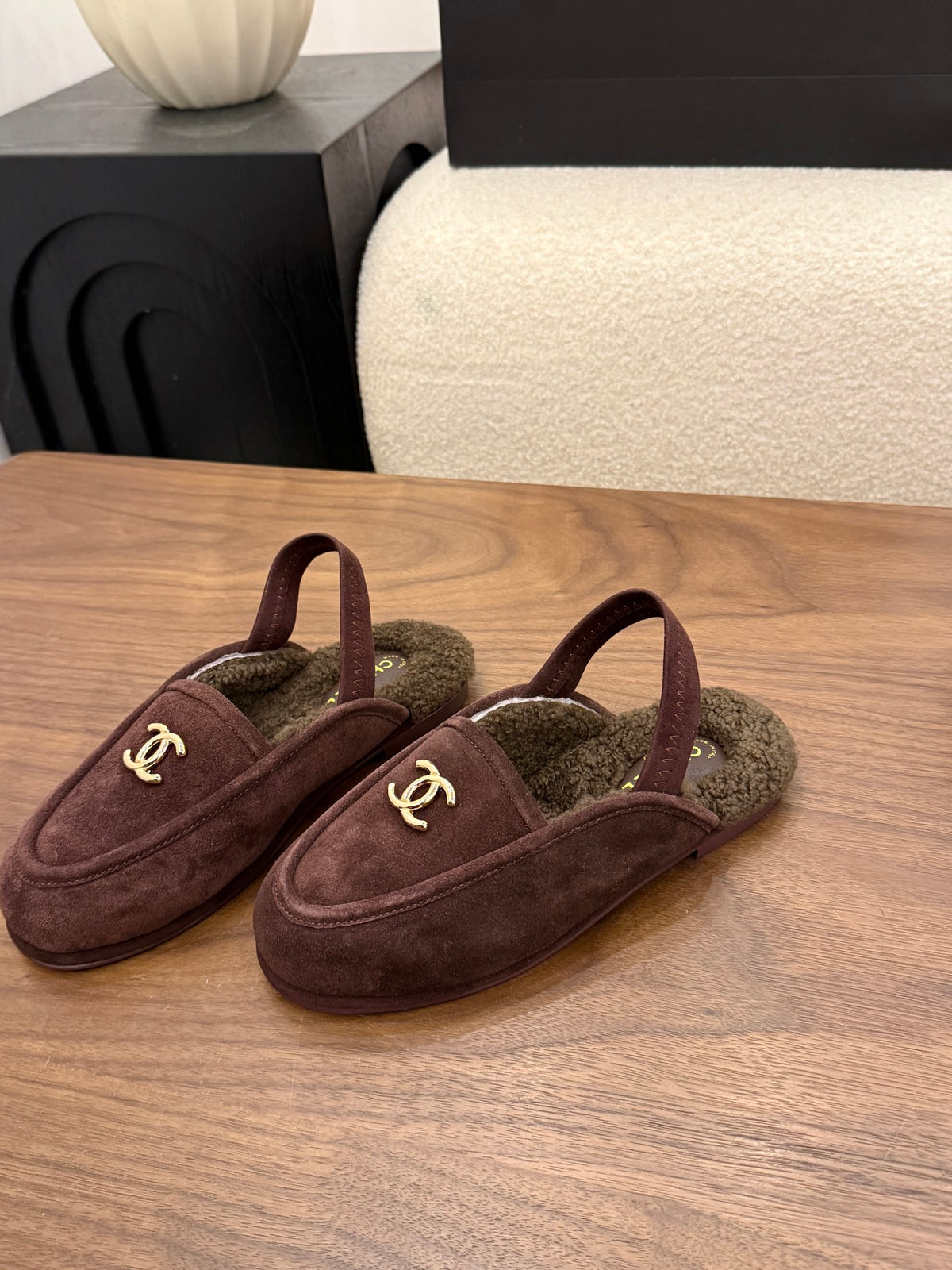 Suede Calfskin Slingback Loafers