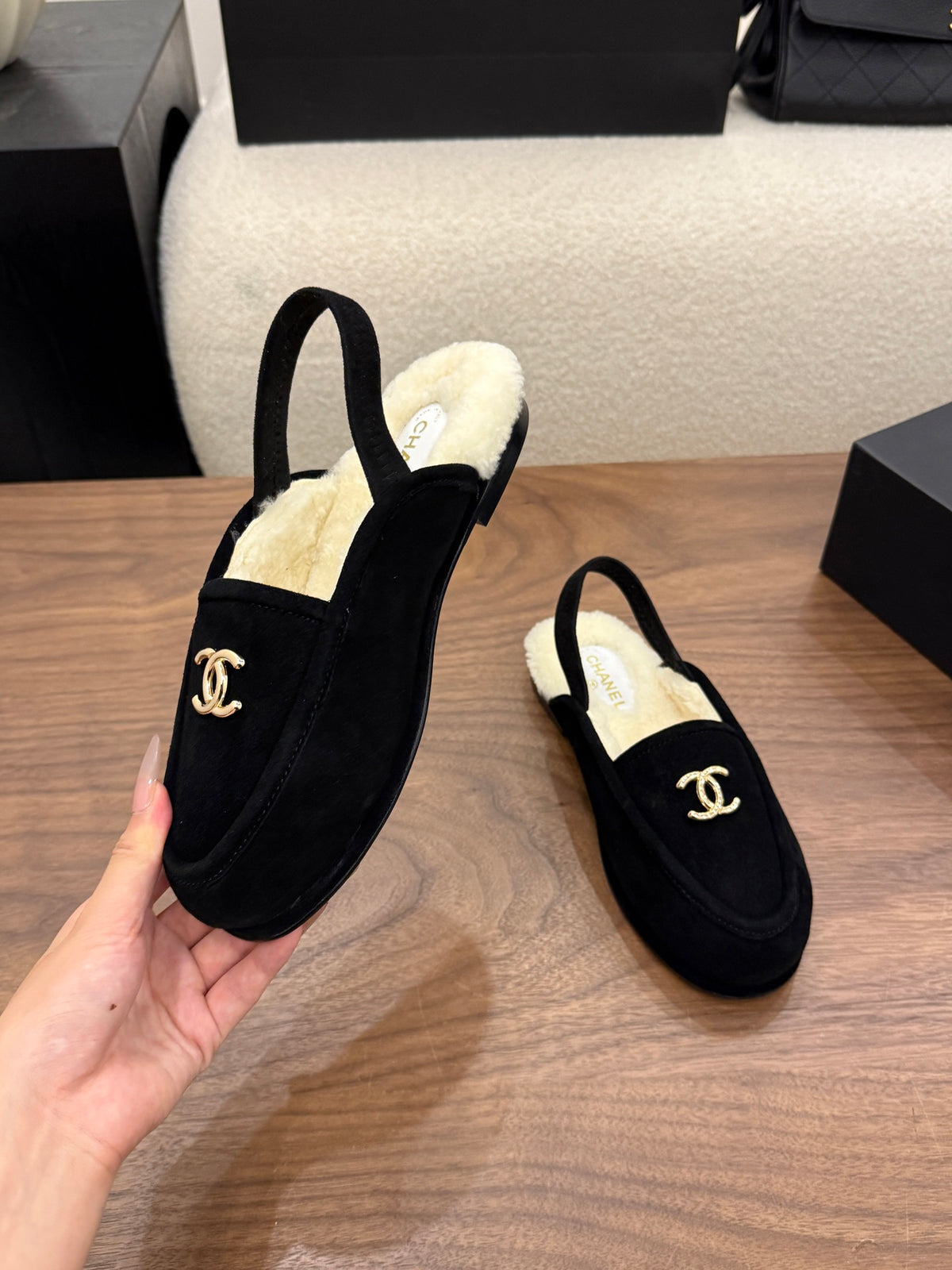 Suede Calfskin Slingback Loafers