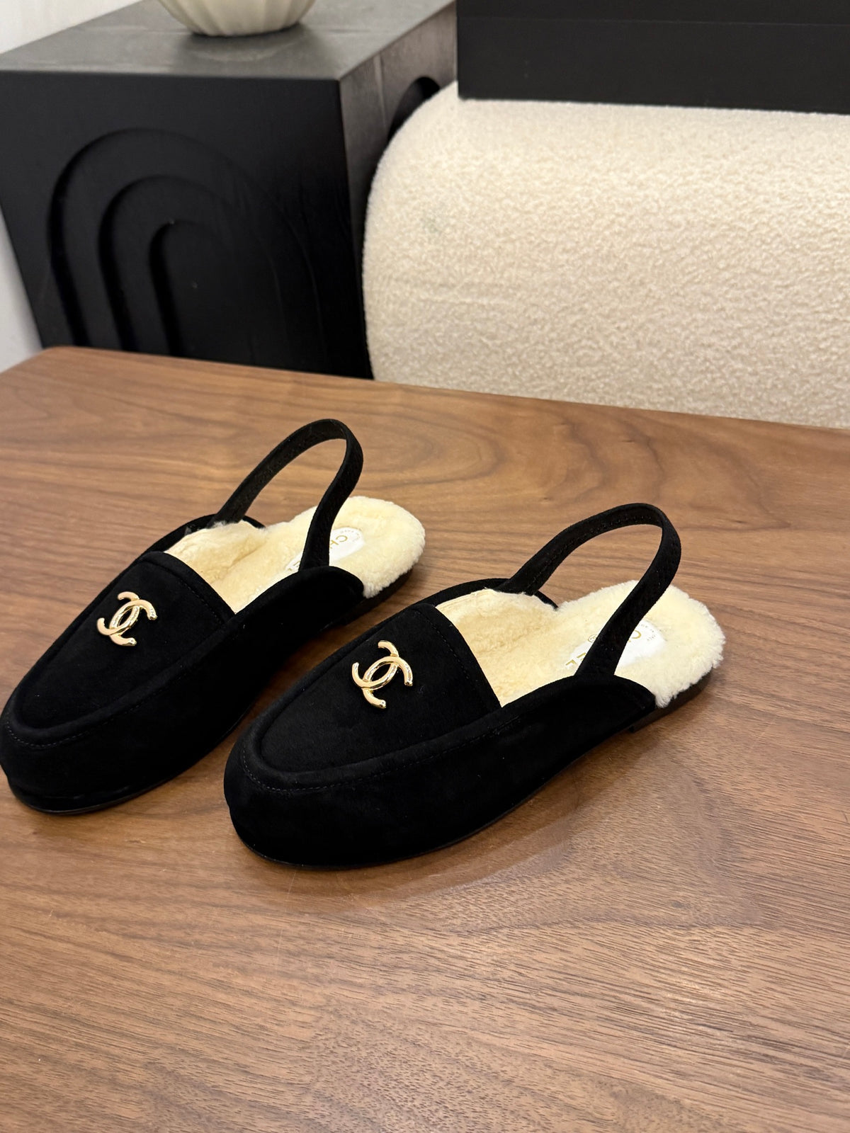 Suede Calfskin Slingback Loafers