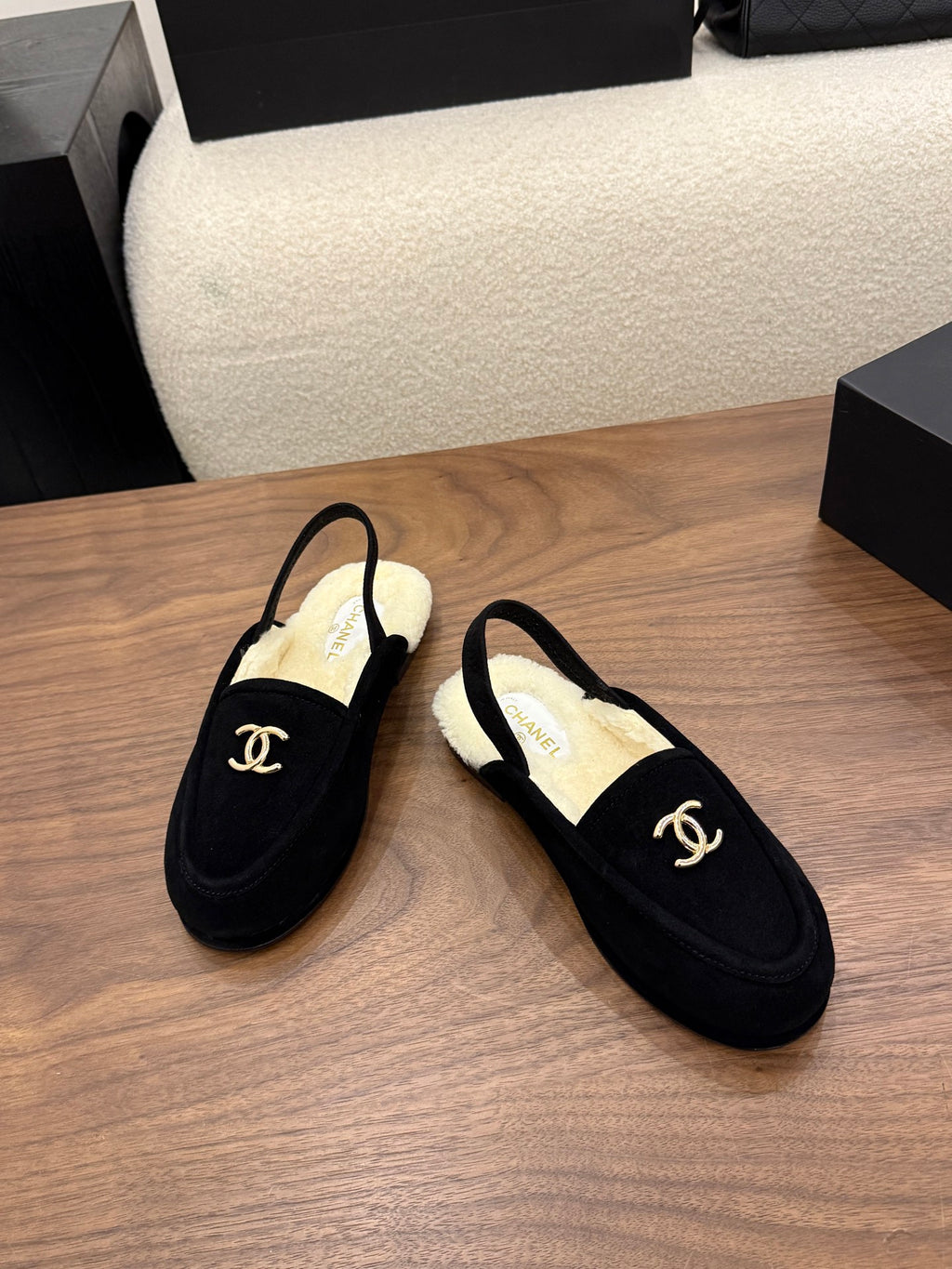 Suede Calfskin Slingback Loafers