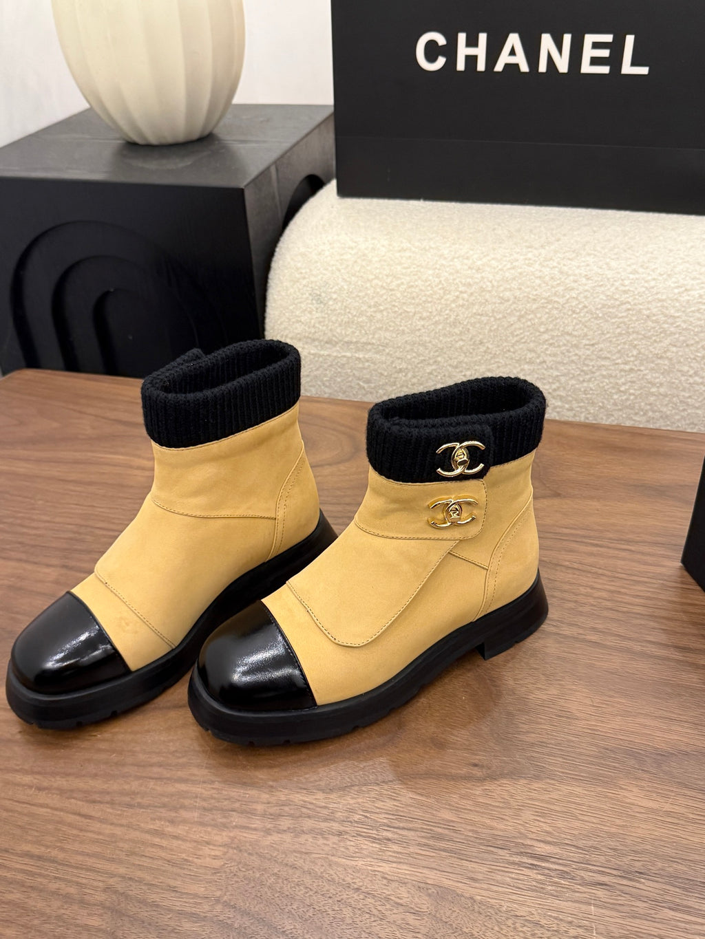 Suede and Leather Combat Boots