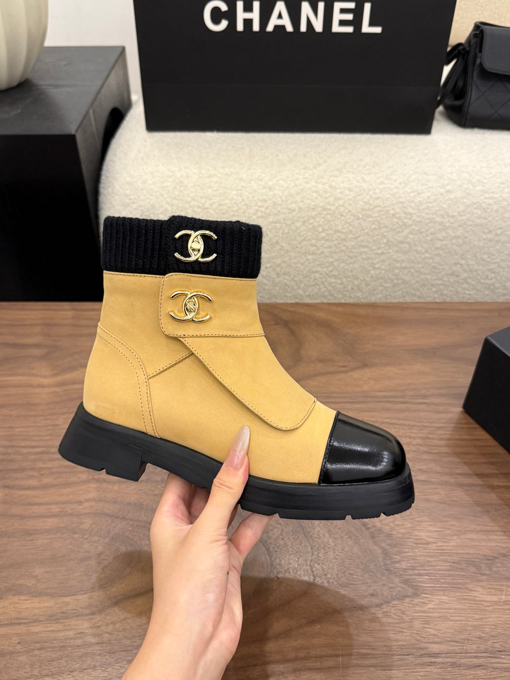 Suede and Leather Combat Boots