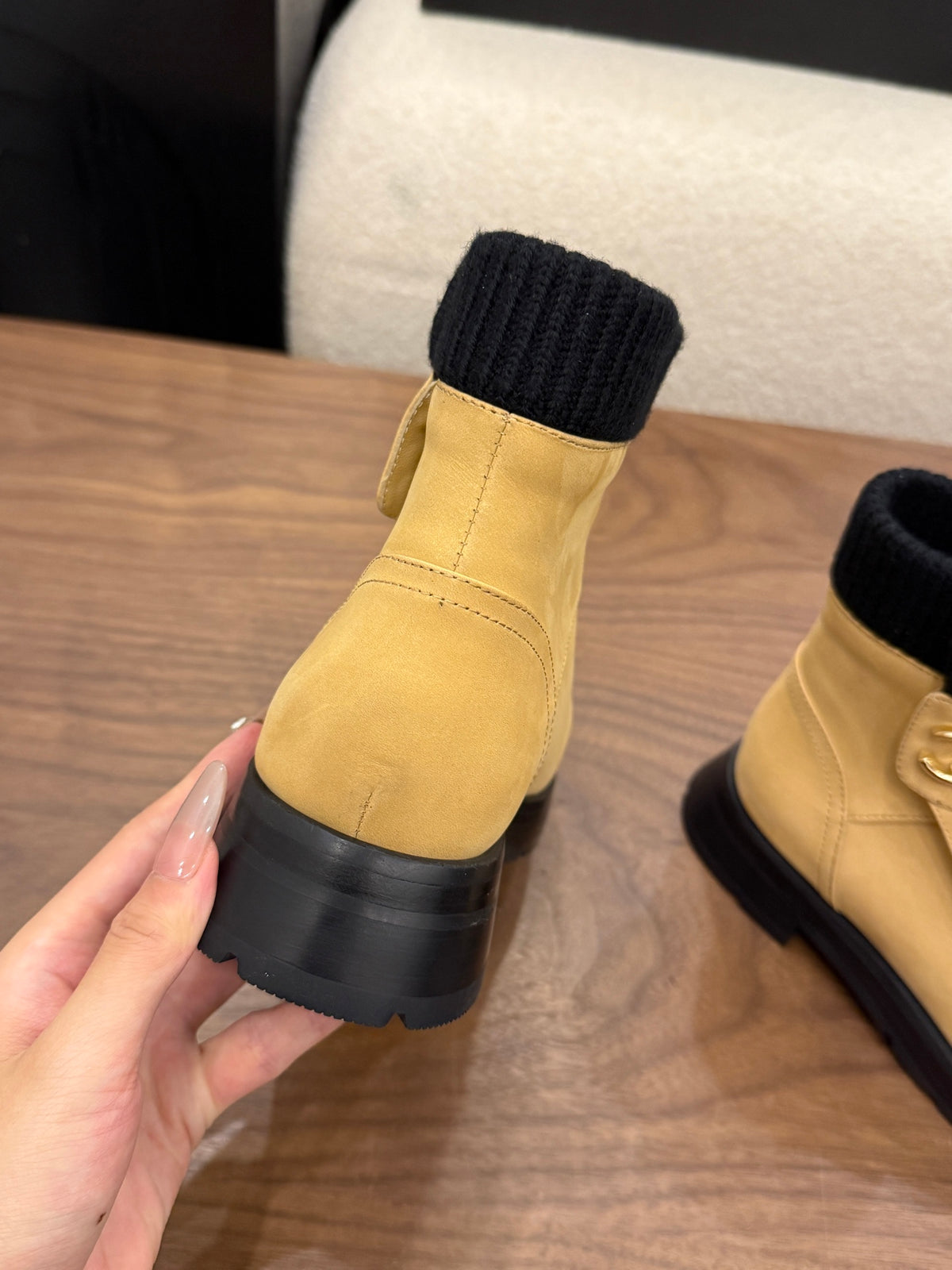 Suede and Leather Combat Boots