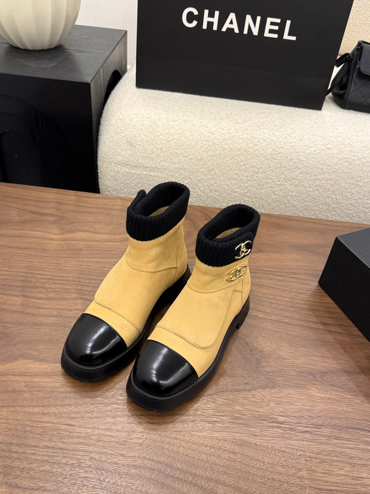 Suede and Leather Combat Boots
