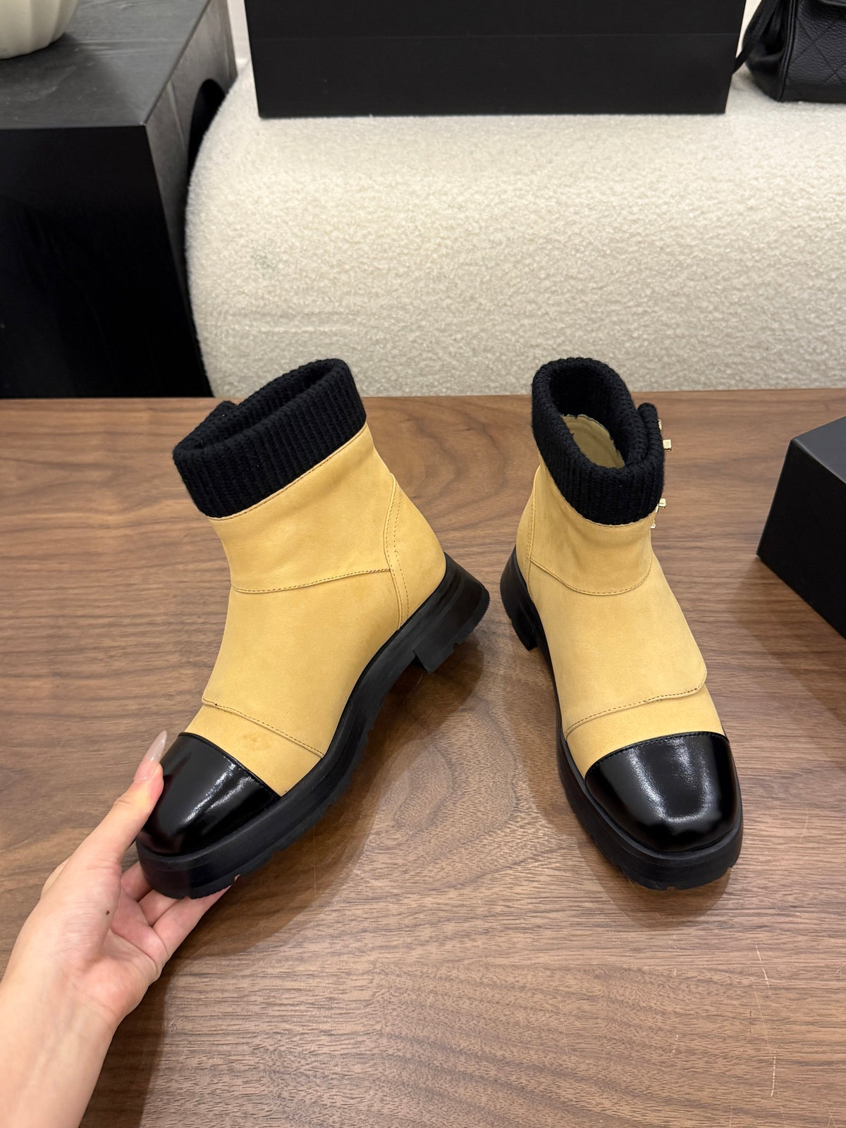 Suede and Leather Combat Boots