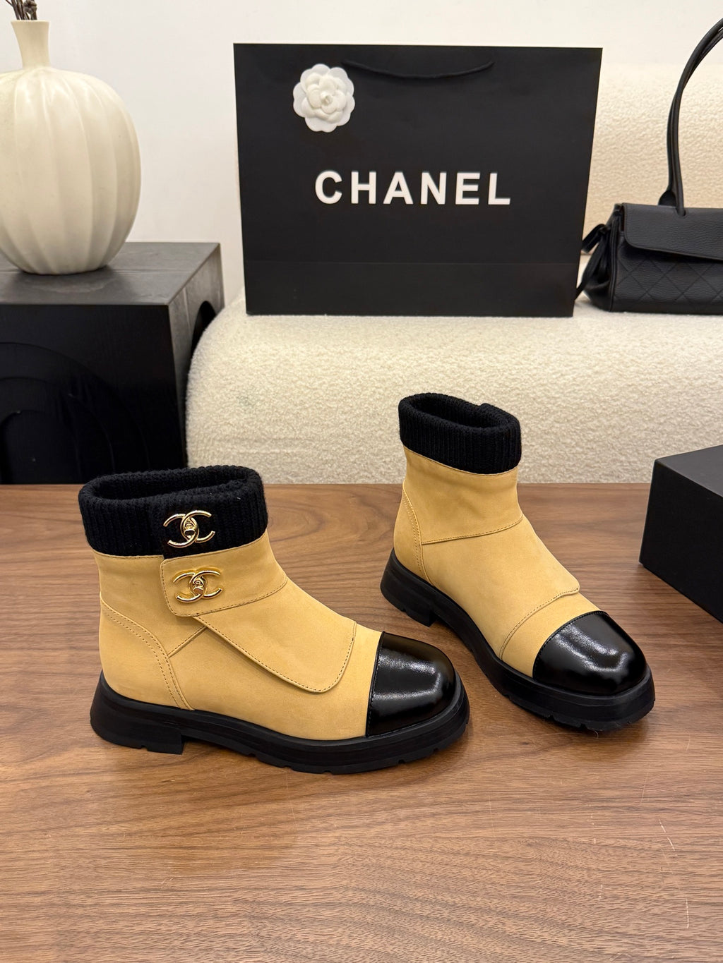 Suede and Leather Combat Boots