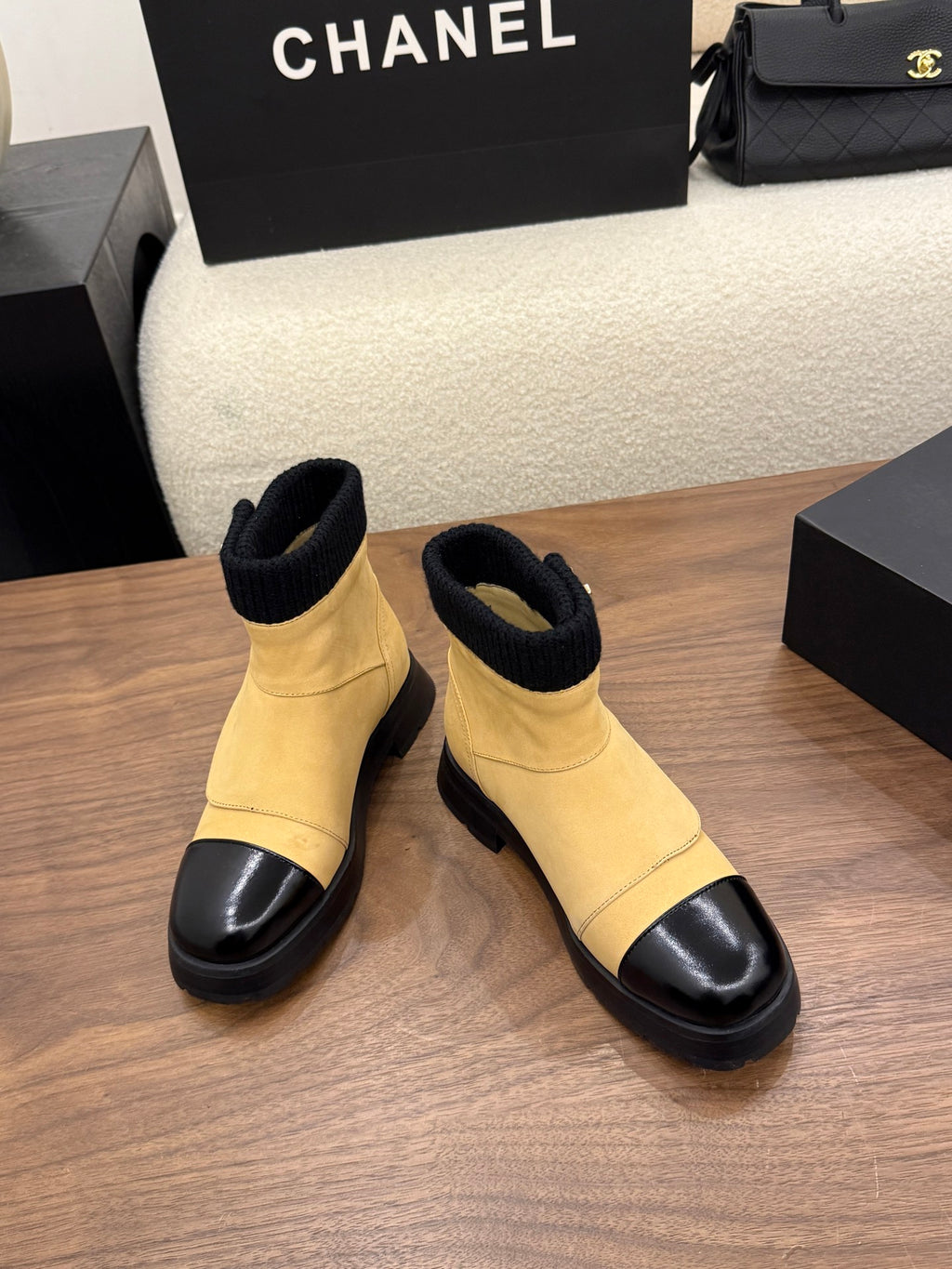 Suede and Leather Combat Boots