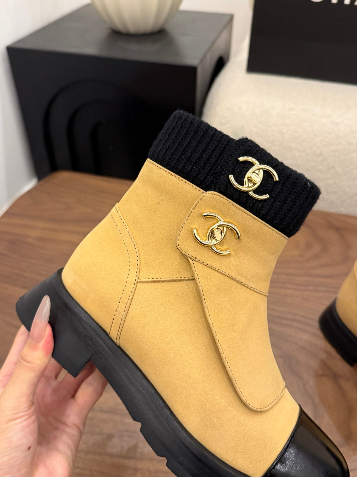 Suede and Leather Combat Boots