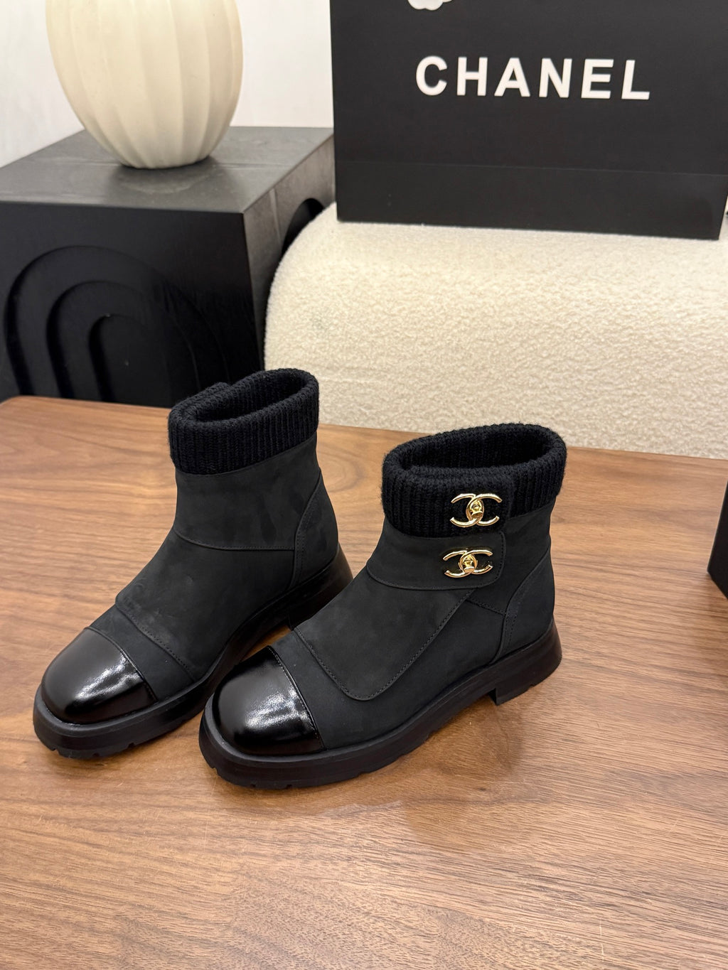 Suede and Leather Combat Boots