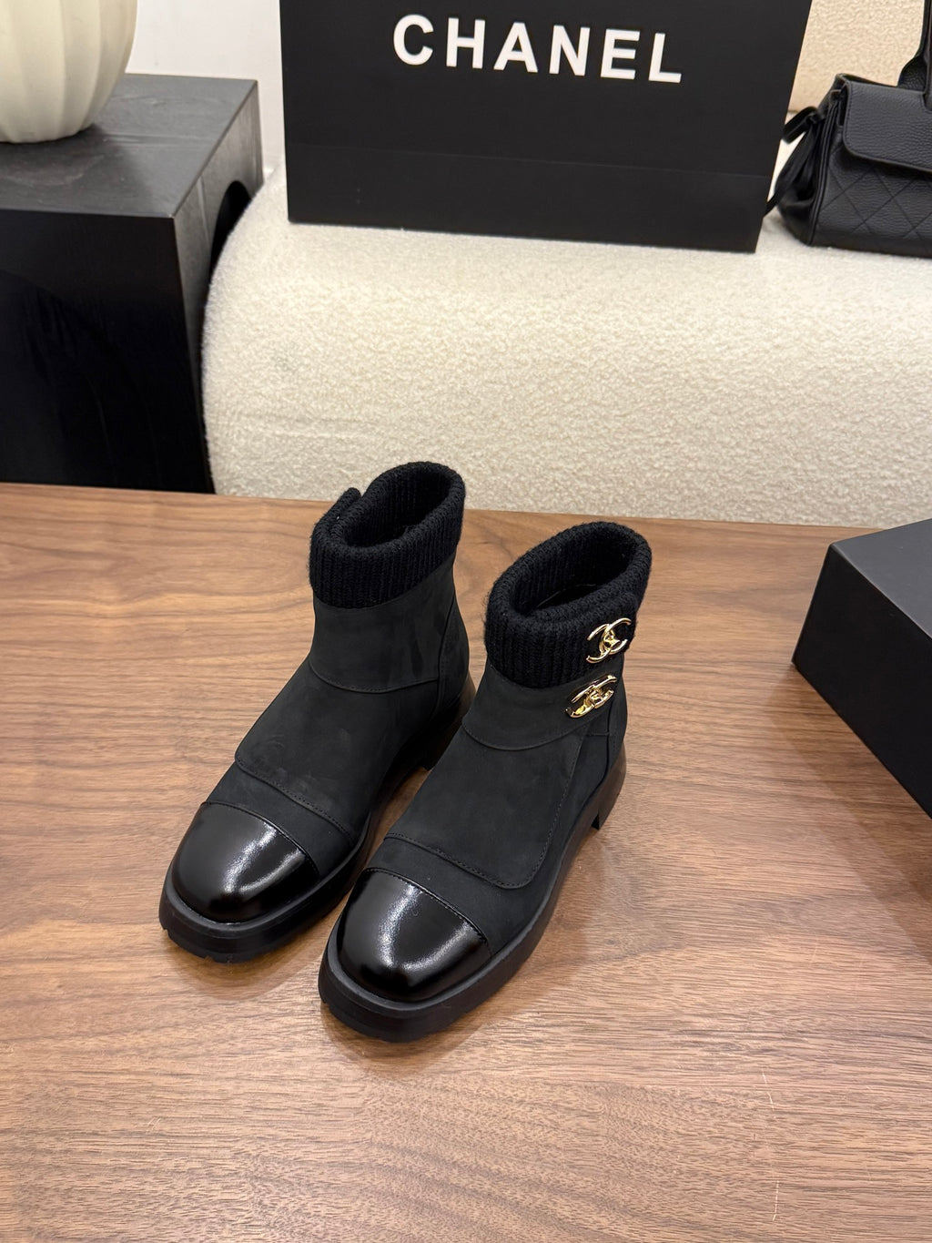 Suede and Leather Combat Boots