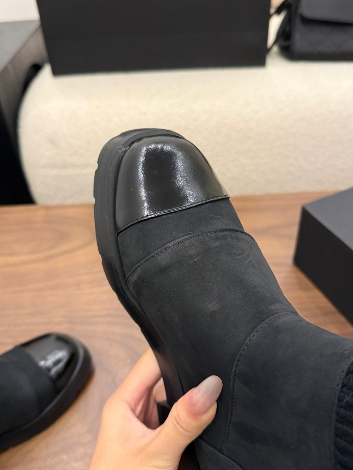 Suede and Leather Combat Boots