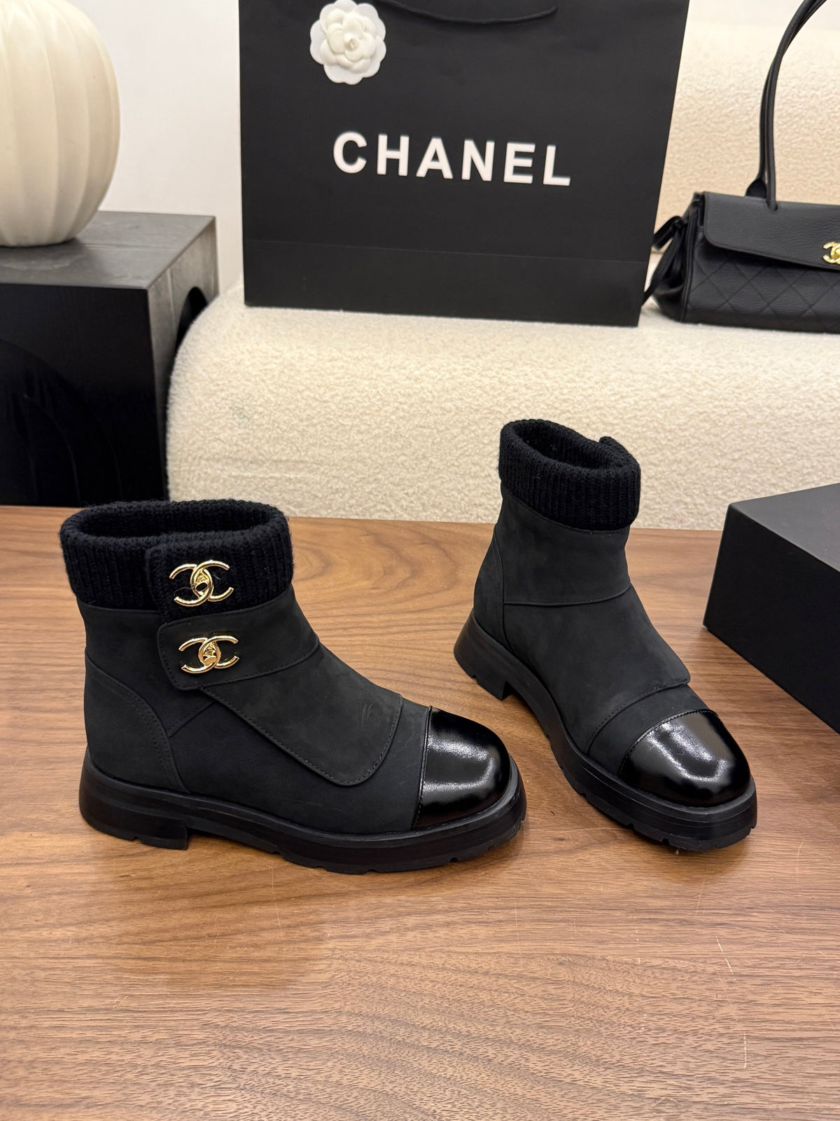 Suede and Leather Combat Boots