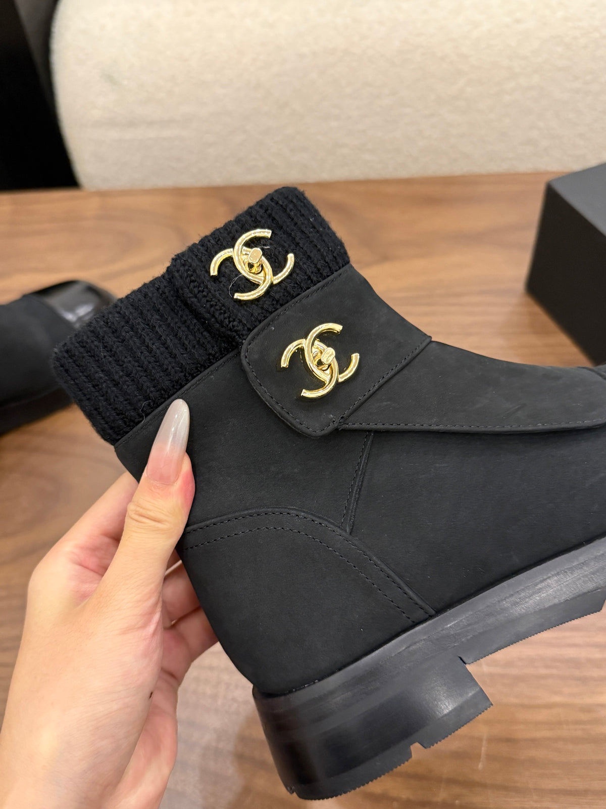 Suede and Leather Combat Boots