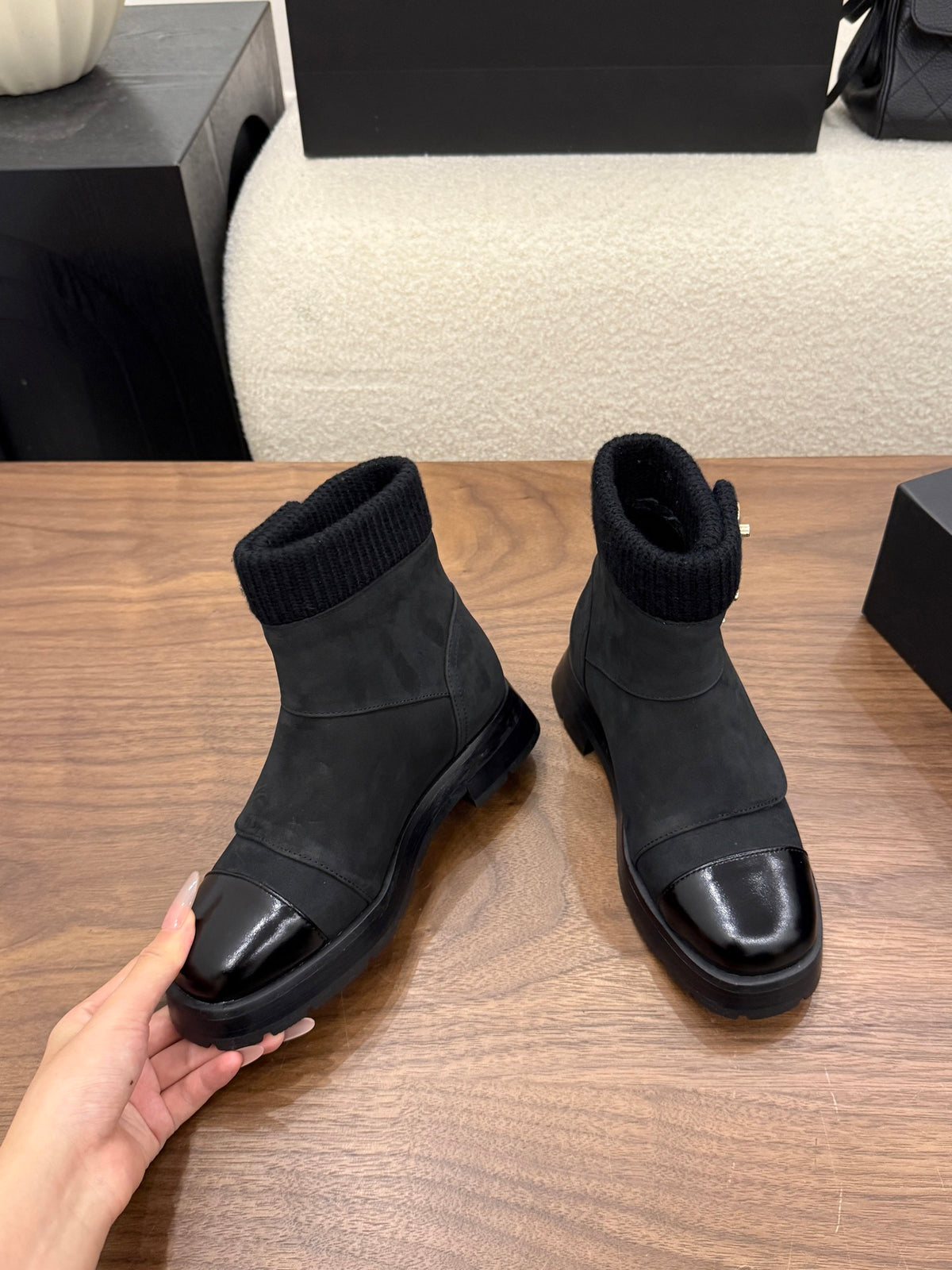 Suede and Leather Combat Boots