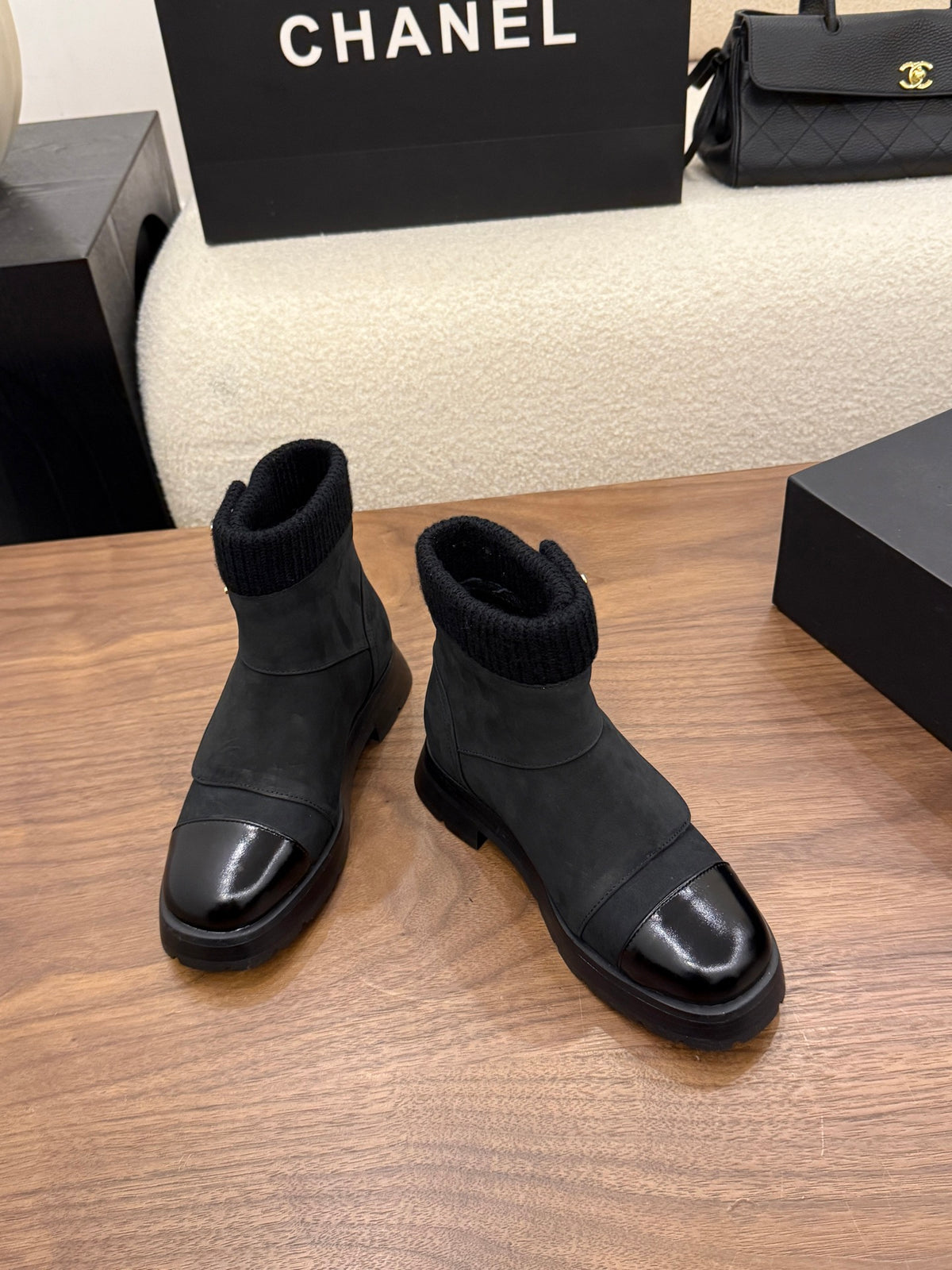 Suede and Leather Combat Boots