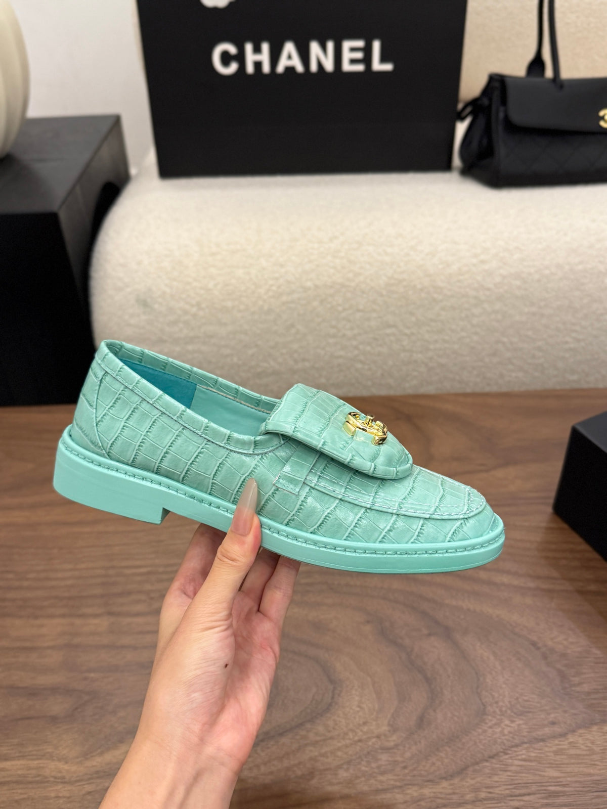 Loafers Crocodile Embossed Patent Calfskin