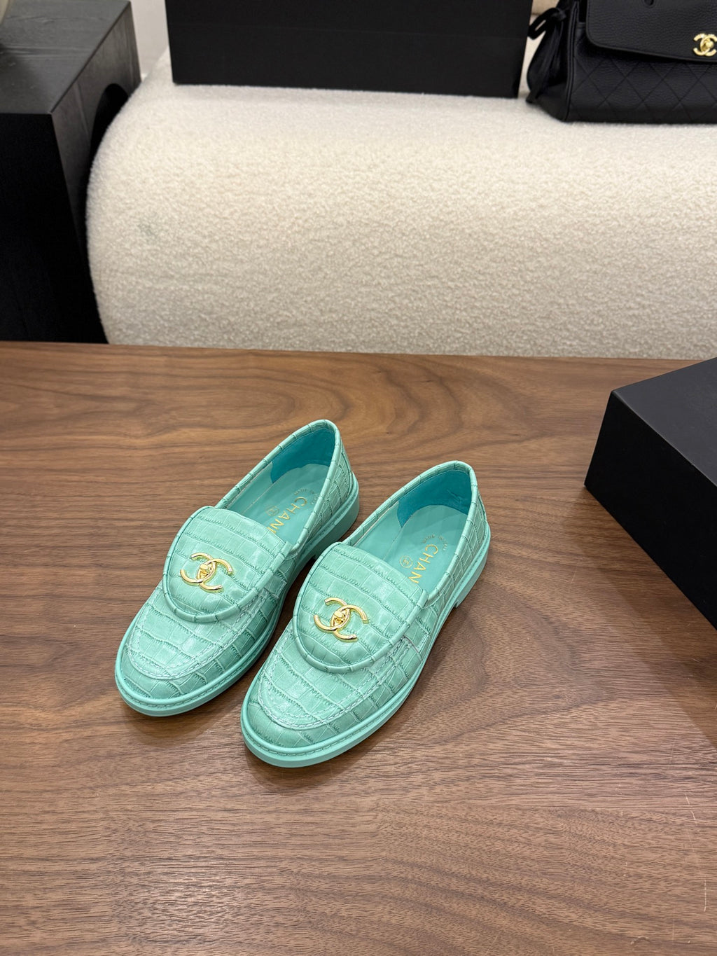 Loafers Crocodile Embossed Patent Calfskin