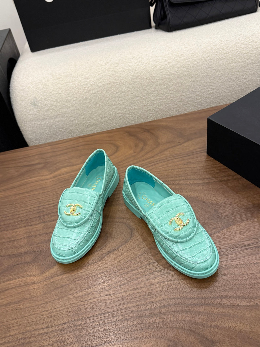 Loafers Crocodile Embossed Patent Calfskin