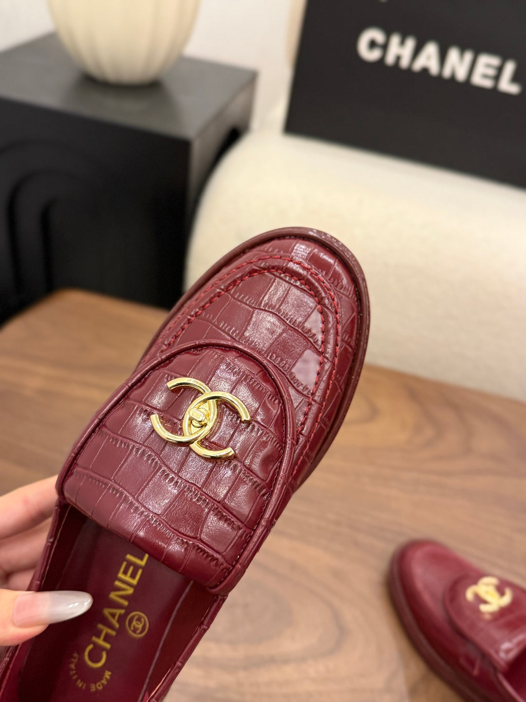 Loafers Crocodile Embossed Patent Calfskin