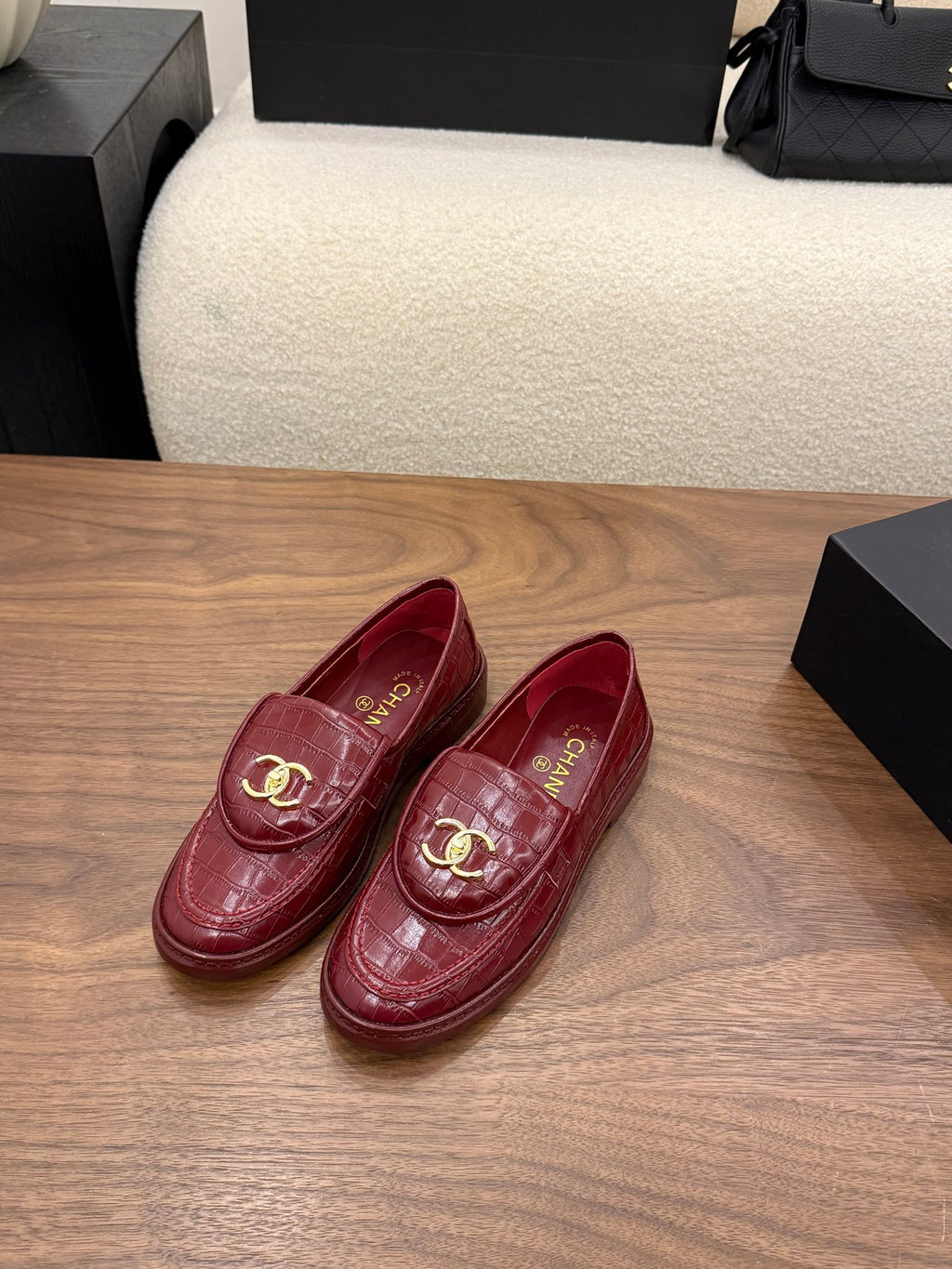 Loafers Crocodile Embossed Patent Calfskin