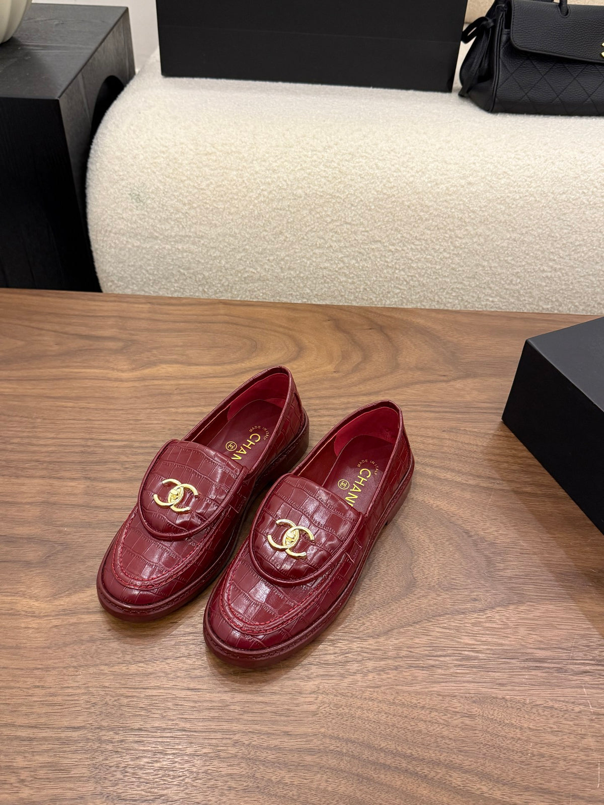 Loafers Crocodile Embossed Patent Calfskin