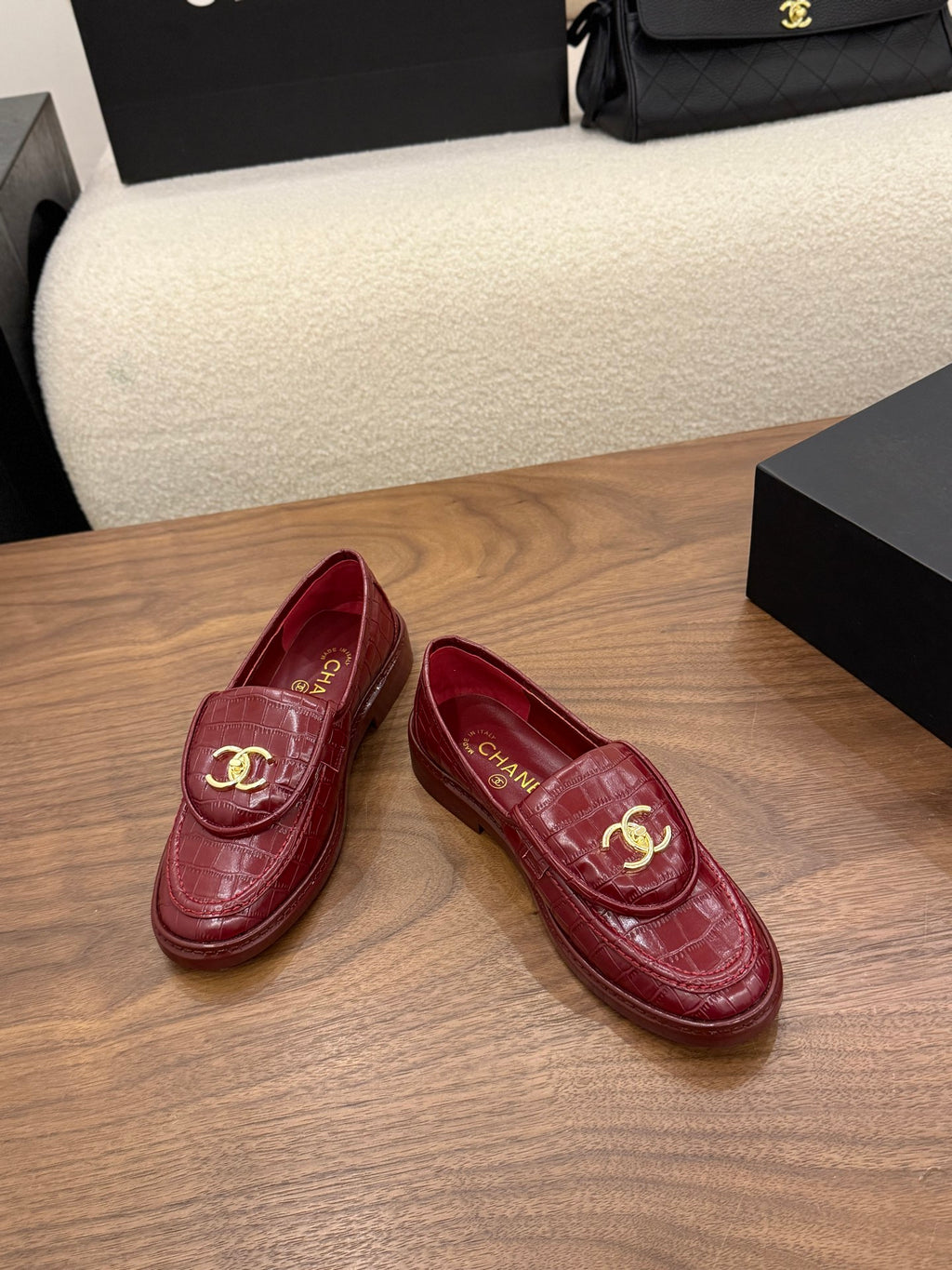 Loafers Crocodile Embossed Patent Calfskin
