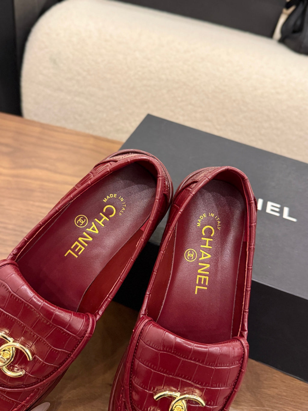 Loafers Crocodile Embossed Patent Calfskin