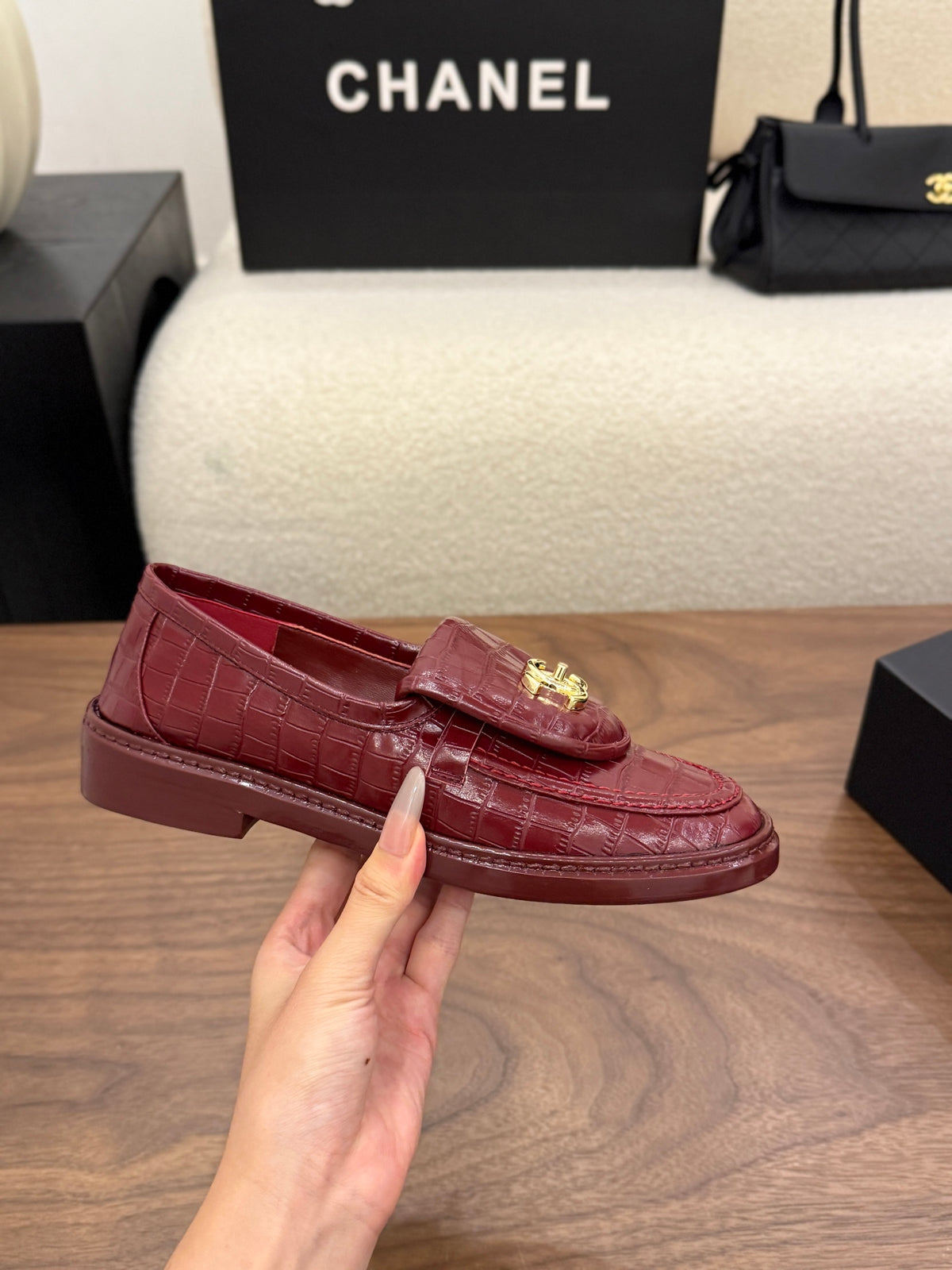 Loafers Crocodile Embossed Patent Calfskin