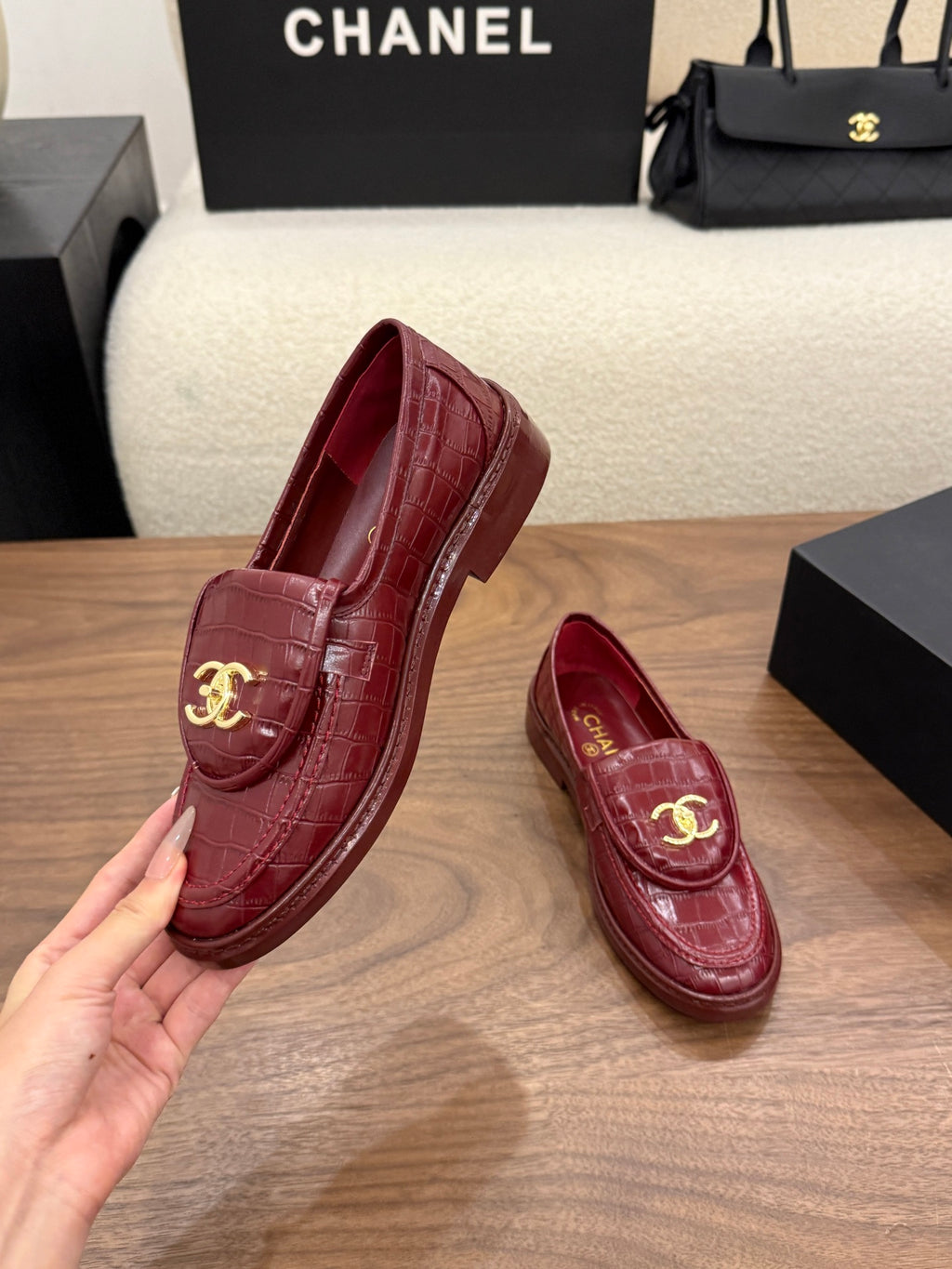 Loafers Crocodile Embossed Patent Calfskin
