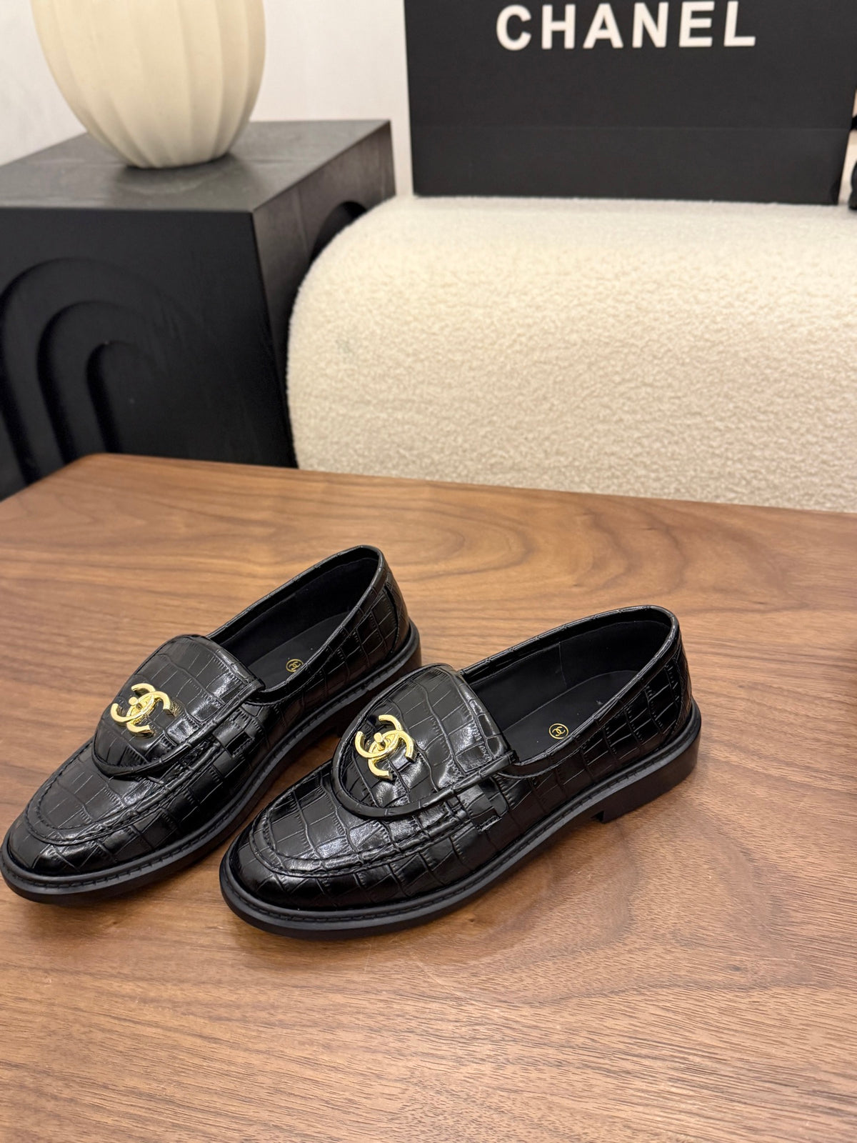 Loafers Crocodile Embossed Patent Calfskin