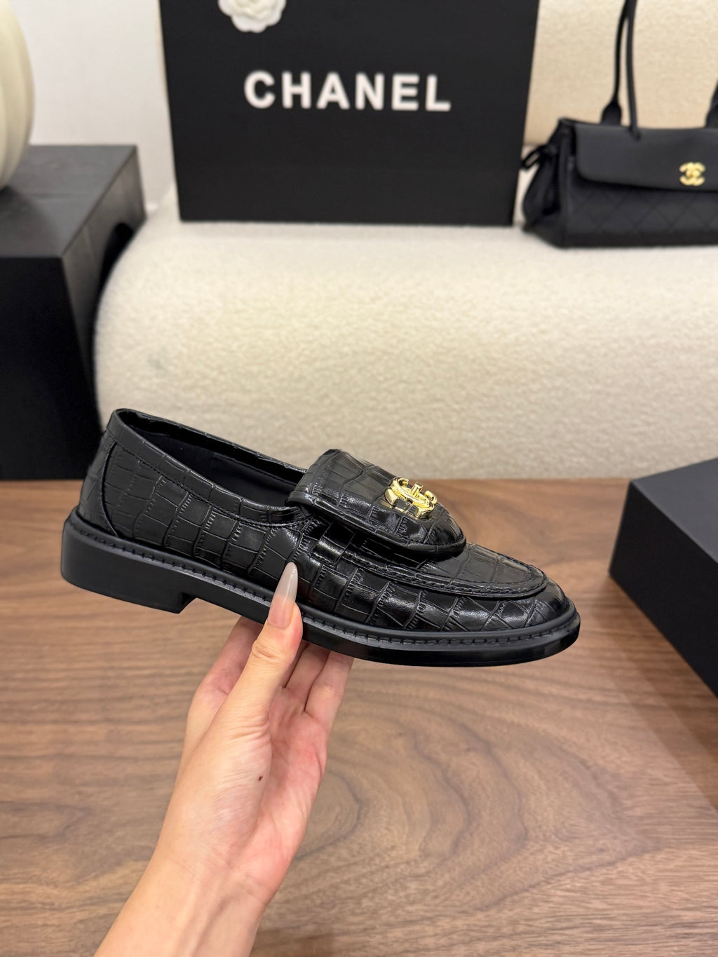 Loafers Crocodile Embossed Patent Calfskin