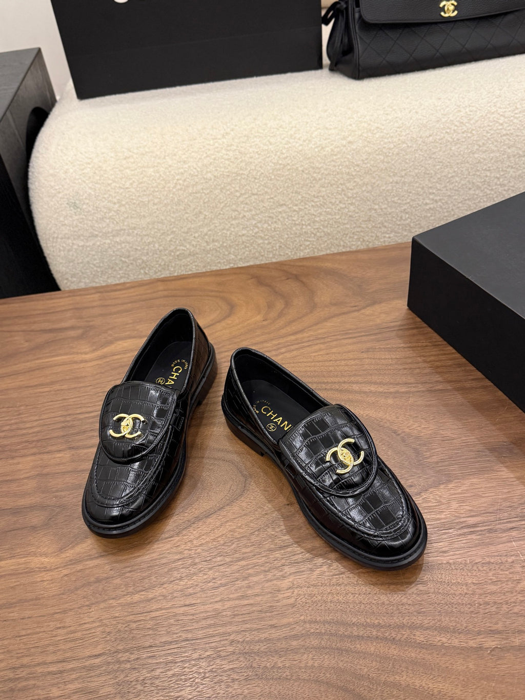 Loafers Crocodile Embossed Patent Calfskin