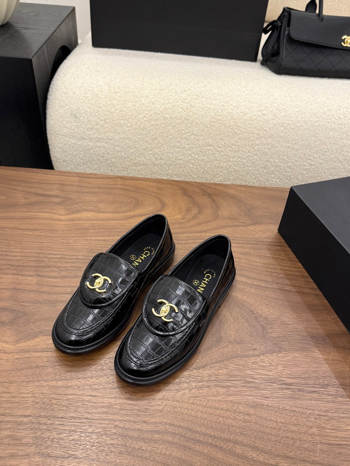 Loafers Crocodile Embossed Patent Calfskin
